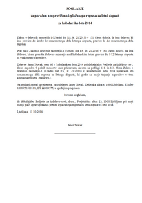 Soglasje delavca za poračun preveč izplačanega regresa Soglasje delavca za poračun preveč izplačanega regresa