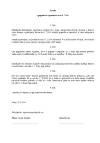 Aneks k pogodbi o zaposlitvi - sprememba naslova delavca