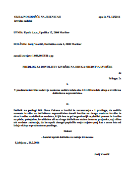 Predlog dolžnika, naj sodišče dovoli izvršbo na druga sredstva ali na drugo nepremičnino Predlog dolžnika, naj sodišče dovoli izvršbo na druga sredstva ali na drugo nepremičnino
