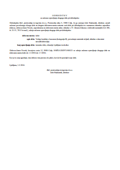 Začasna odreditev drugega dela