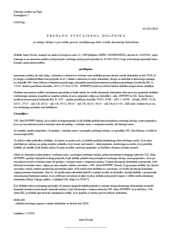 Predlog dolžnika v osebnem stečaju, za vračilo zarubljenega povračila dohodnine - Prejemki stečajnega dolžnika na podlagi plače, nadomestila plače, odškodnine zaradi izgube ali zmanjšanja delovne sposobnosti, zaradi začasne brezposelnosti ter plačila za delo obsojencev v kazenskih zavodih spadajo v stečajno maso, do višine minimalne plače.
Če stečajni dolžnik preživlja družinskega člana ali drugo osebo, ki jo mora preživljati po zakonu, tudi, pa je ta znesek višji še do višini prejemka, določenega za osebo, ki jo preživlja dolžnik, po merilih, ki jih določa zakon, ki ureja socialno varstvo, za dodelitev denarne socialne pomoči.

Kar se tiče vračila dohodnine, omenjeni znesek ni izvzet iz stečajne mase, se pa glede na sodno prakso, lahko šteje kot dohodek, ki predstavlja del plače, ki je bil kot akontacija dohodnine odtegnjen v previsokem znesku in se tudi za zanj štejejo omejitve glede rubeža prihodkov iz delovnega razmerja.
