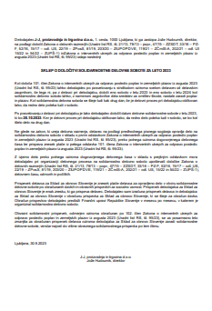 Sklep o določitvi delovne solidarnostne sobote