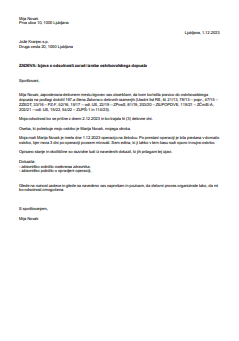 Vloga za oskrbovalski dopust Vloga za oskrbovalski dopust