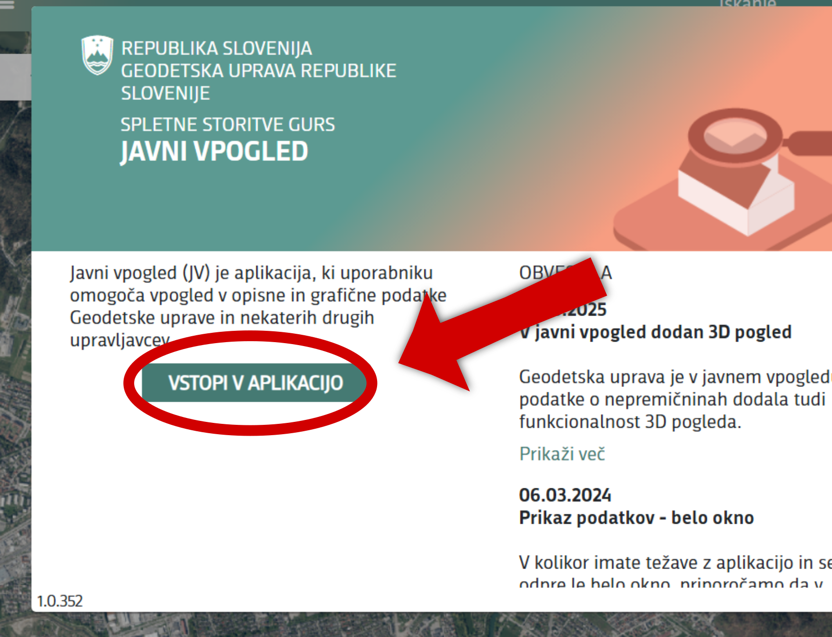 Nato kilknite: VSTOPI V APLIKACIJO