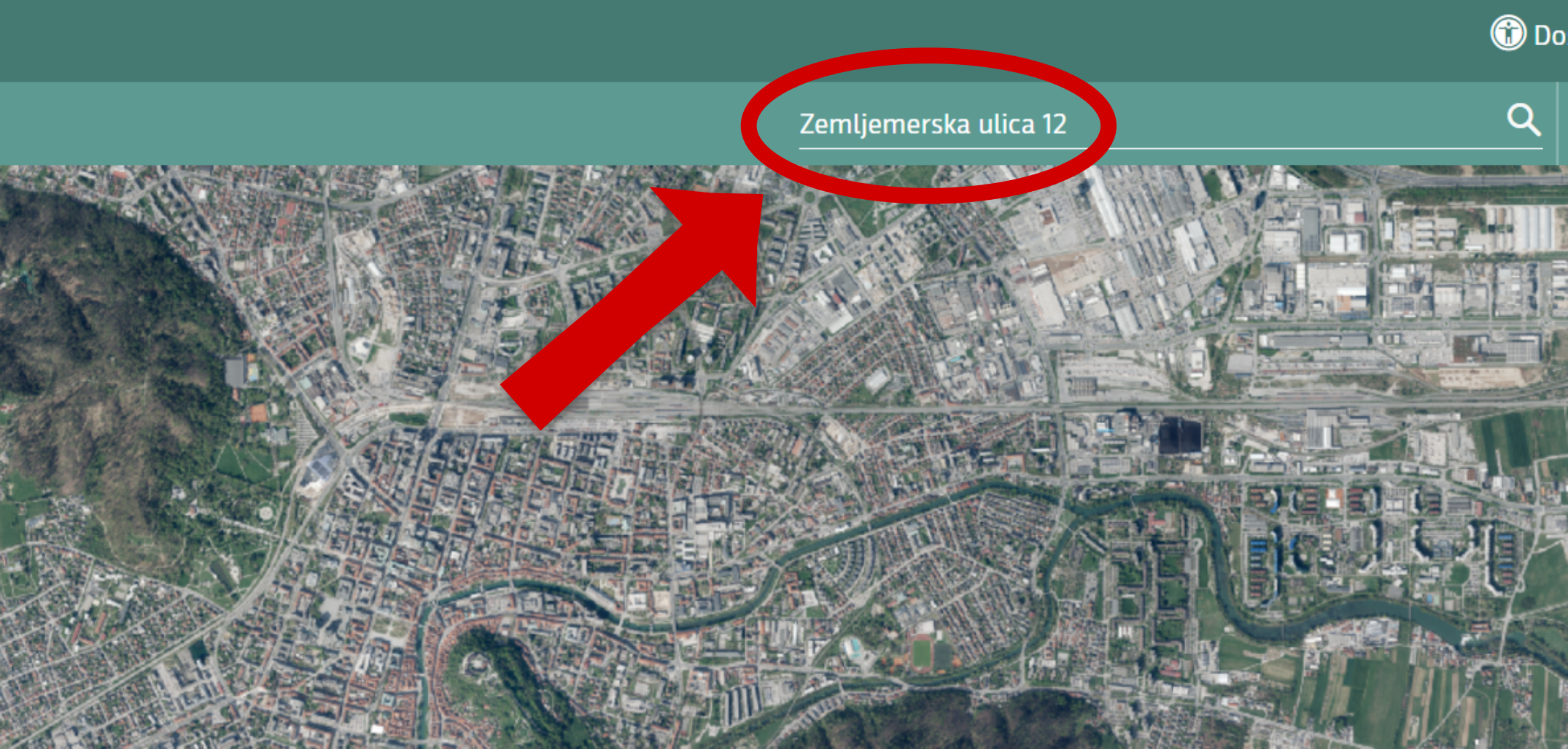 V aplikaciji zgoraj desno vnesite naslov oz. podatke o nepremičnini.