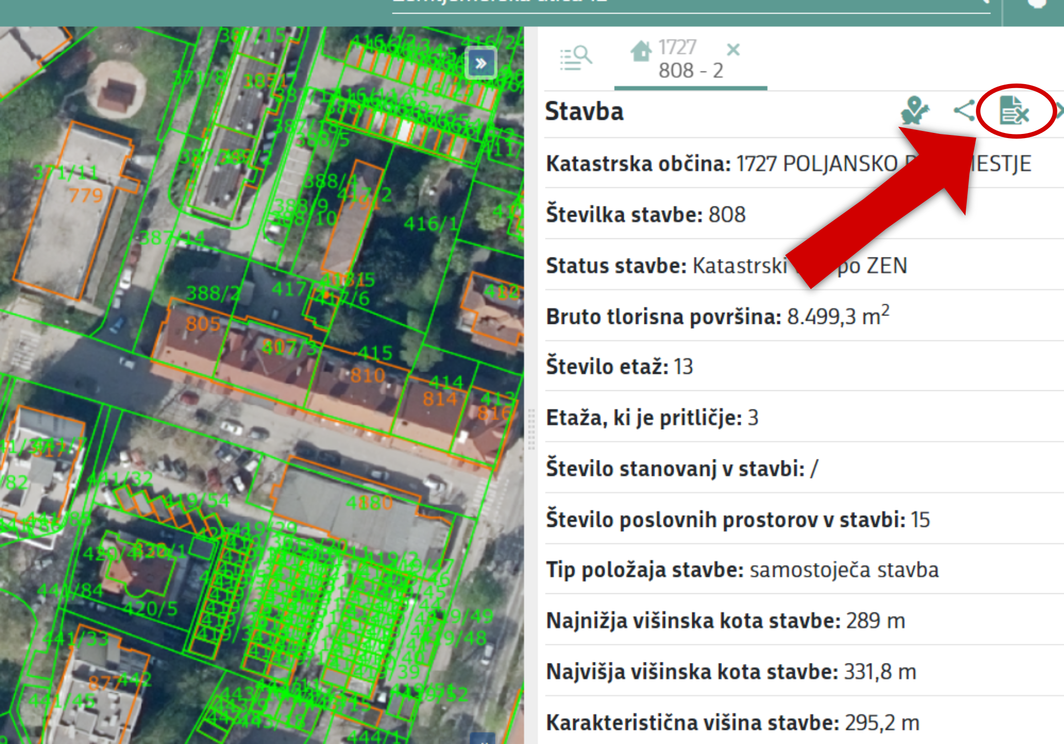 odatke o nepremičnini lahko izvozite v .pdf datoteko.